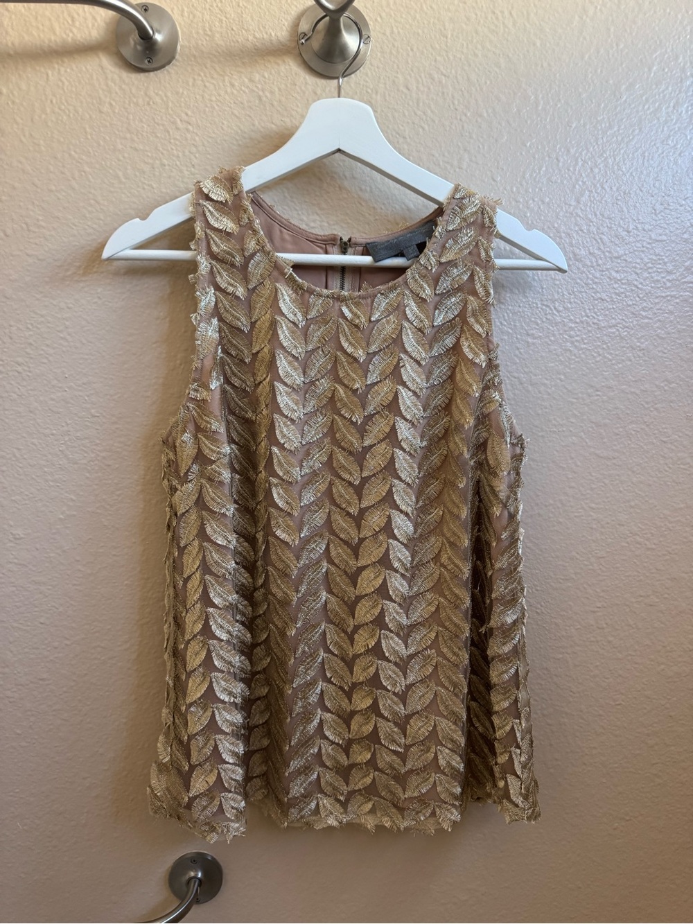 Sunday in Brooklyn Gold Leaf Embellished Sleeveless Top